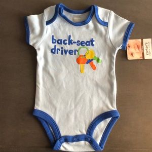 NWT Onesie by Carters “back seat driver”